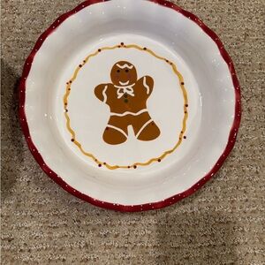 Festive Gingerbread Ceramic Pie Dish and Cookie Plate